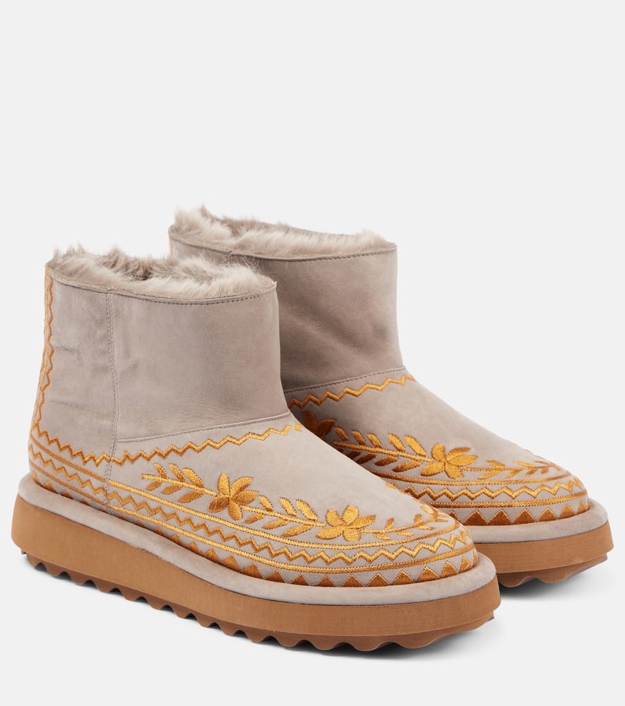 Clergerie Zeva leather-trimmed faux fur boots
