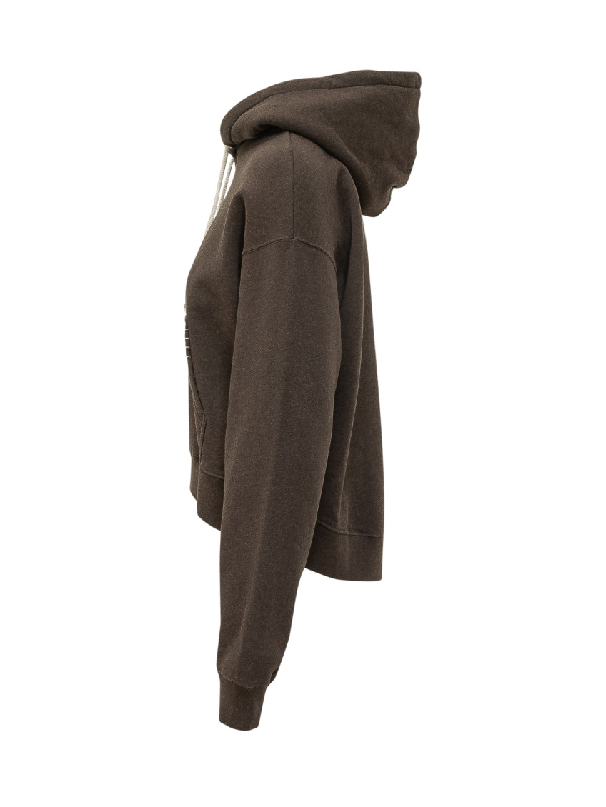 Brown Solid Hood Sweatshirt