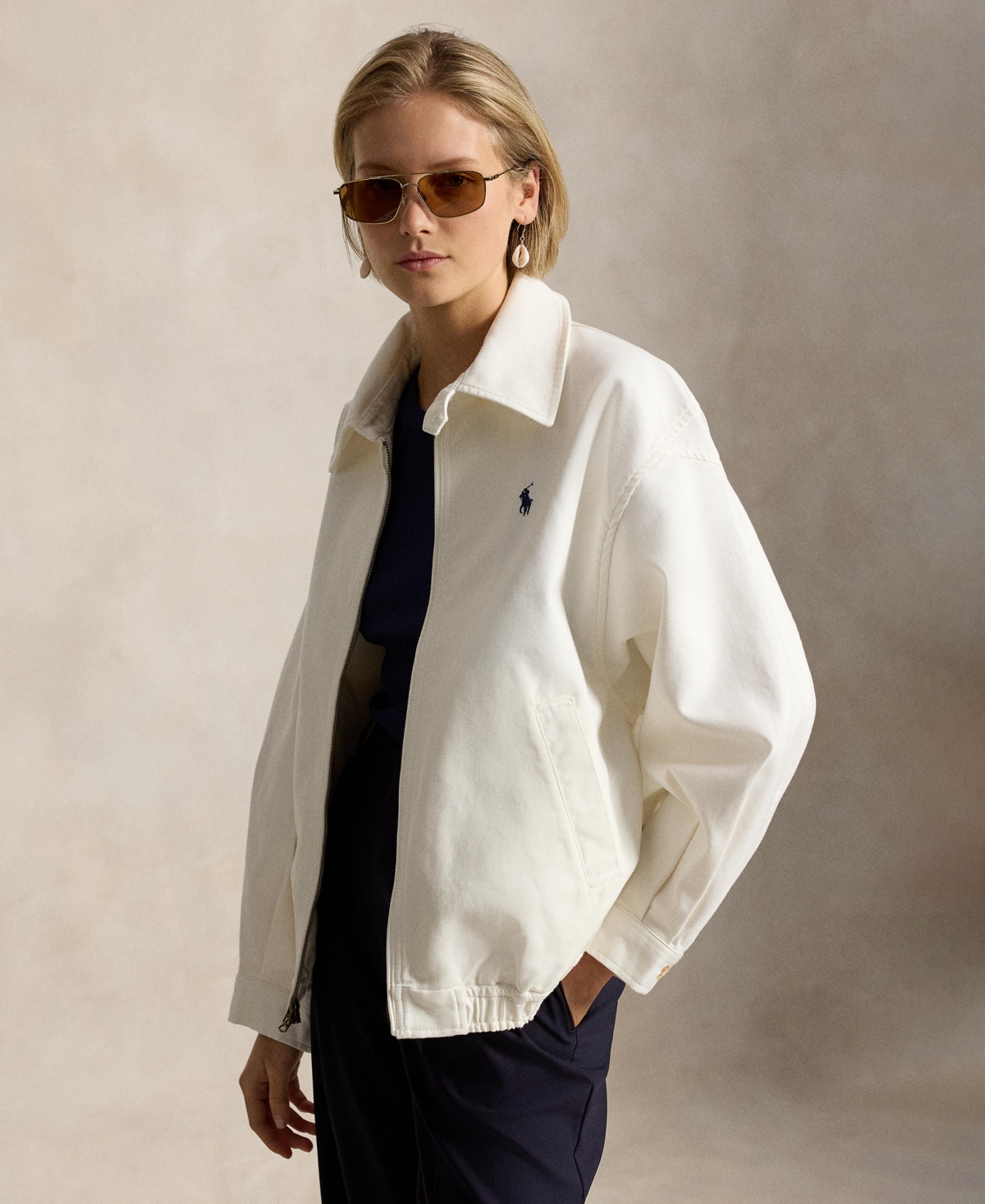 Women's Long-Sleeve Bomber Jacket - White