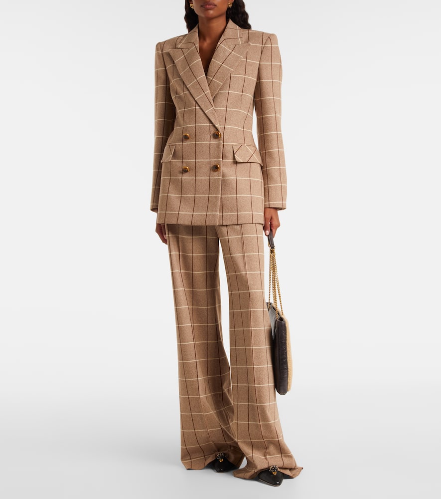 Checked double-breasted virgin wool blazer