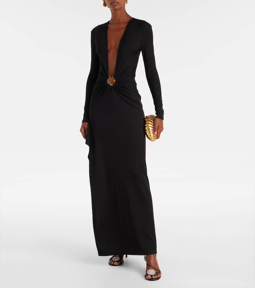 Gathered jersey maxi dress