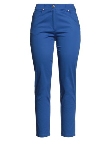 Woman Pants Blue Size 6 Cotton, Elastane