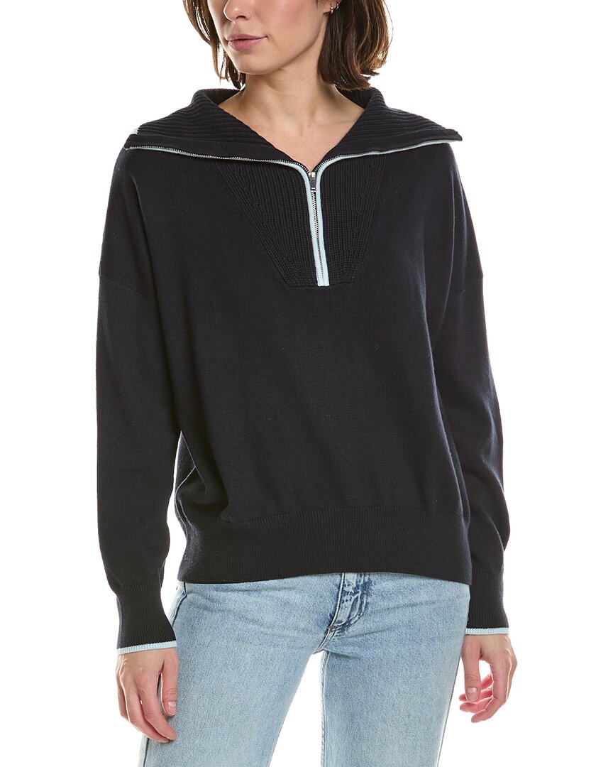 Tipped 1/2-Zip Cashmere-Blend Pullover