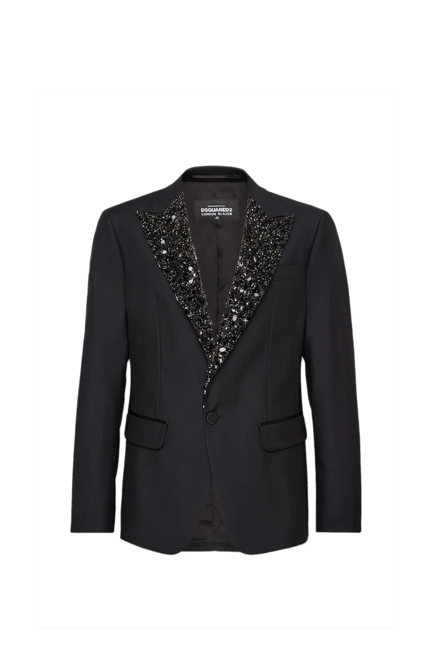 Sequin-lapel single-breasted blazer - Black