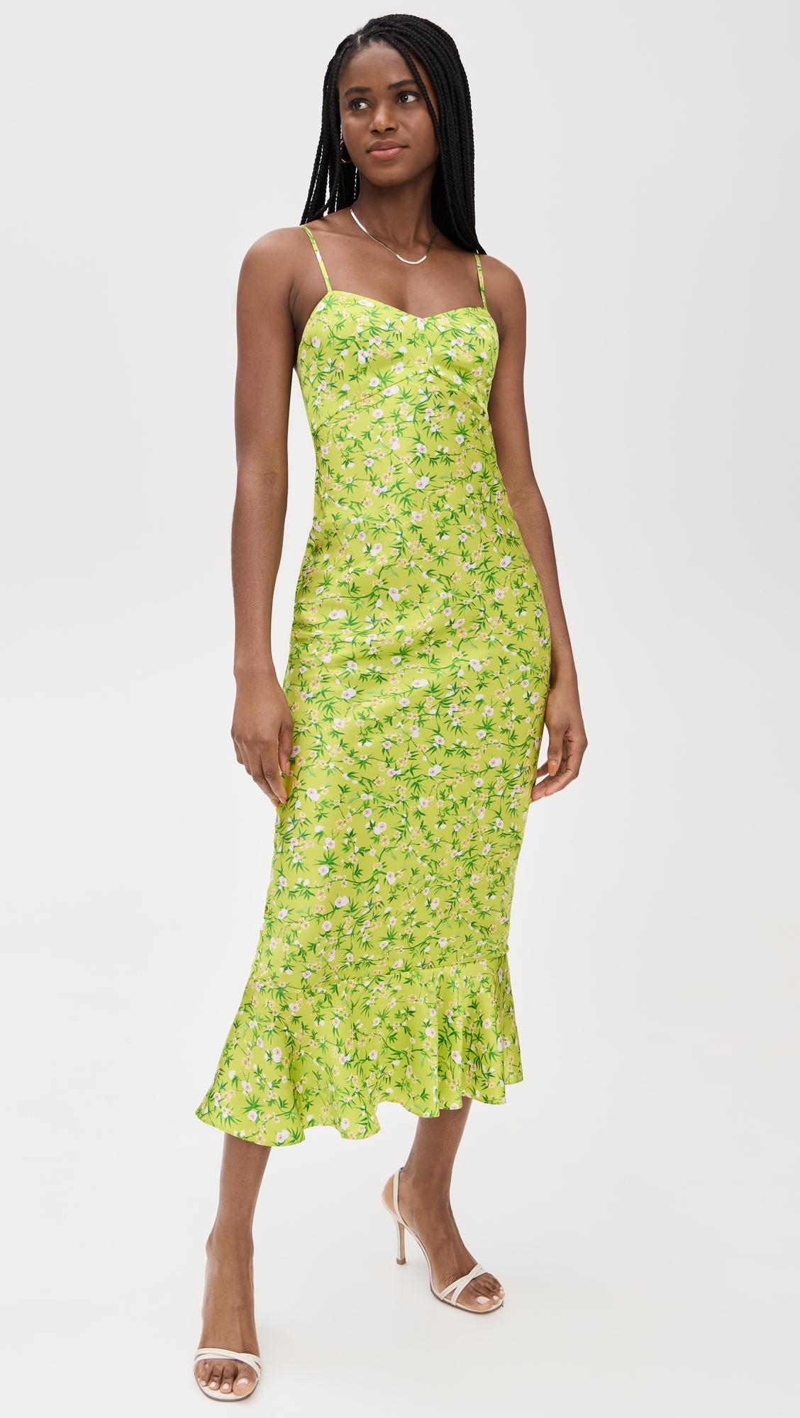 Mimi-B Dress Lime Springflowers