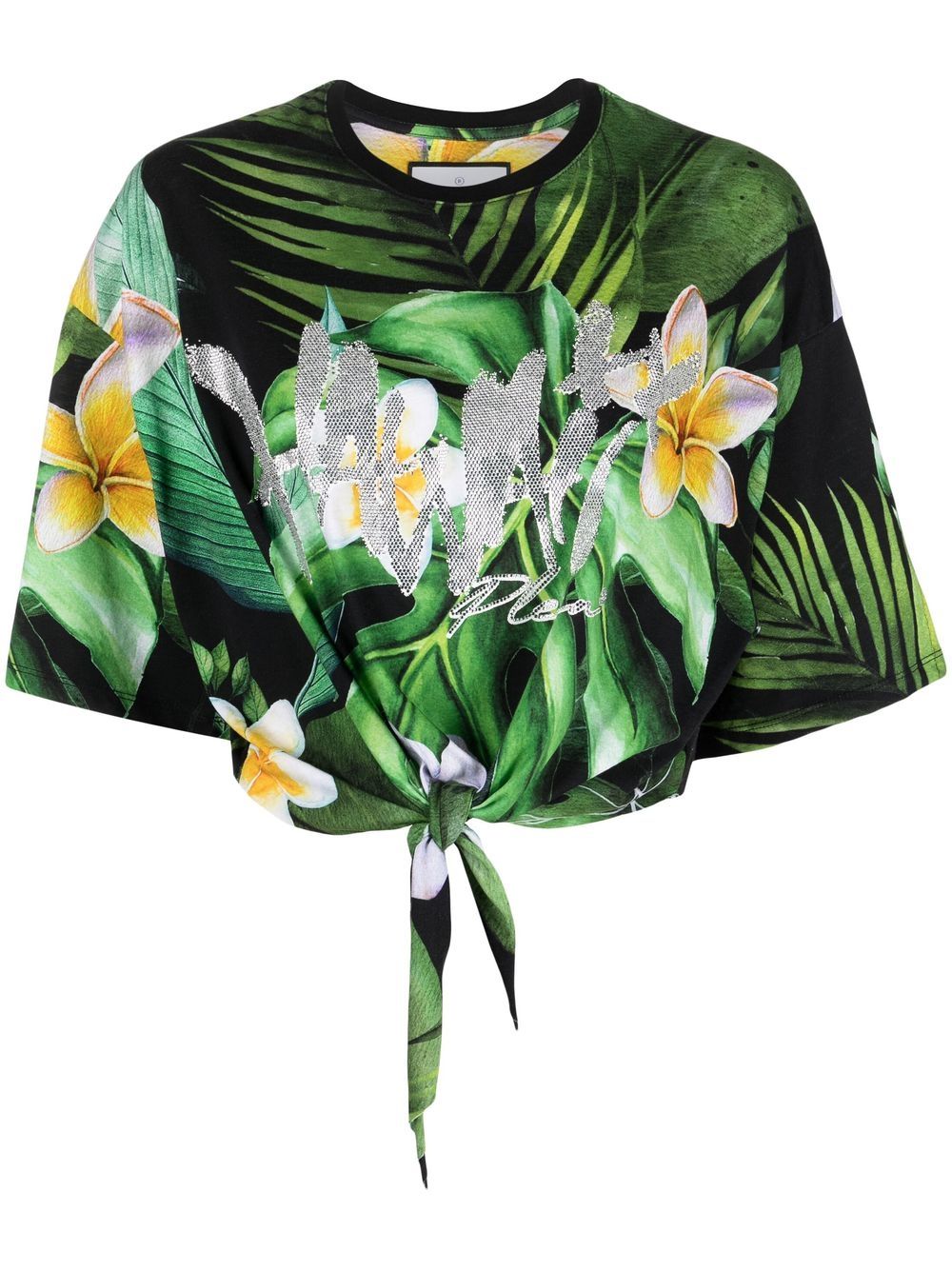 Hawaiian print cropped T-shirt - Green