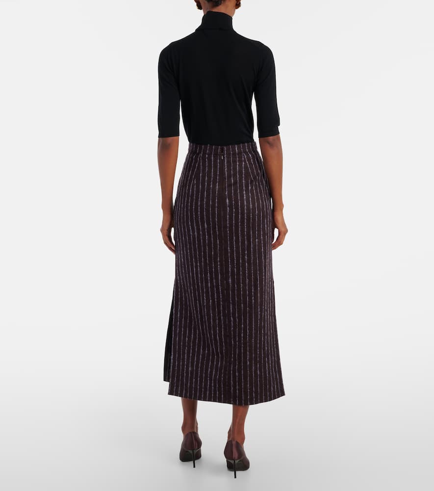 Pinstripe wool and mohair pencil skirt