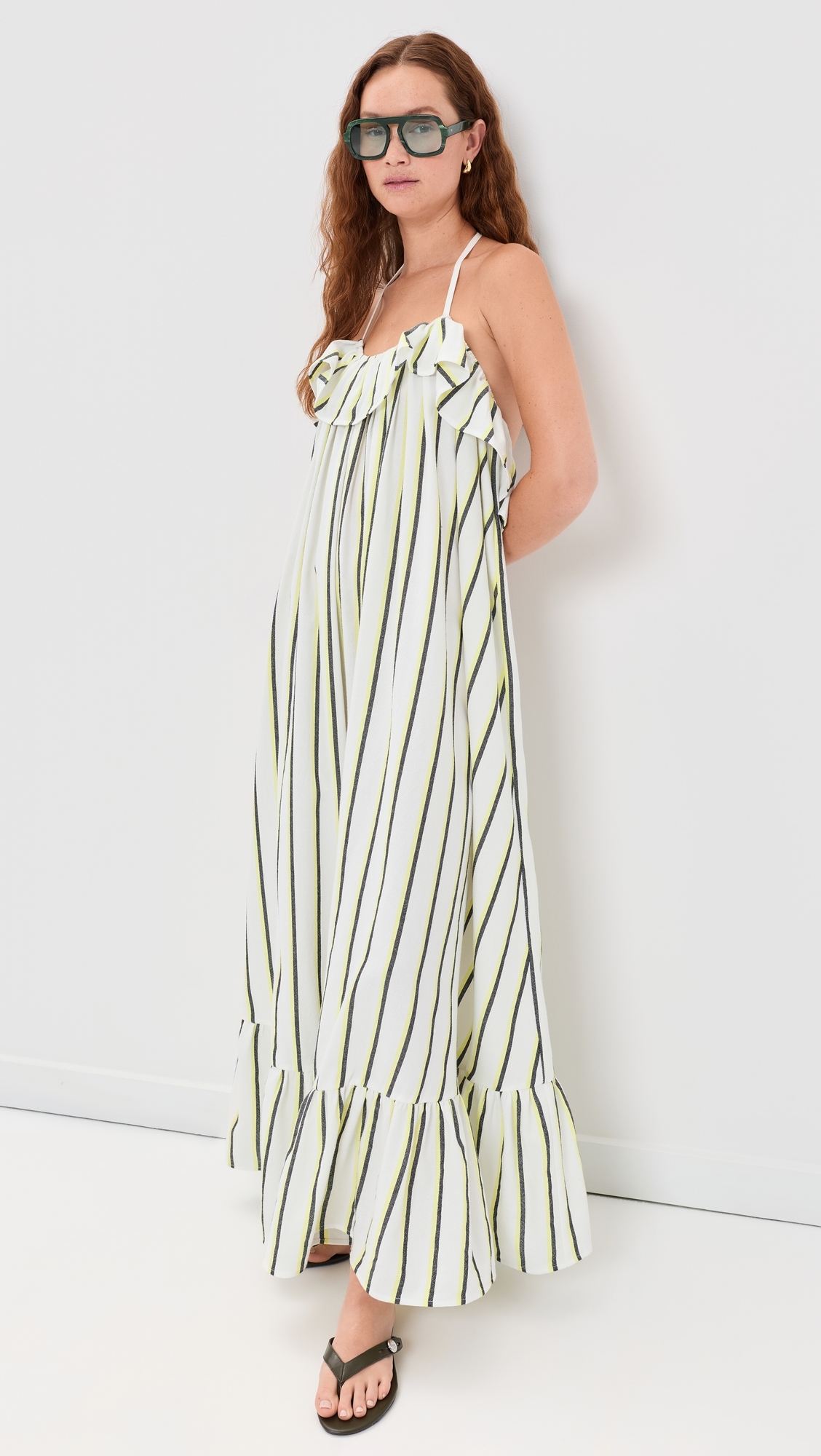 The Ruffled Midi Dress Stripe