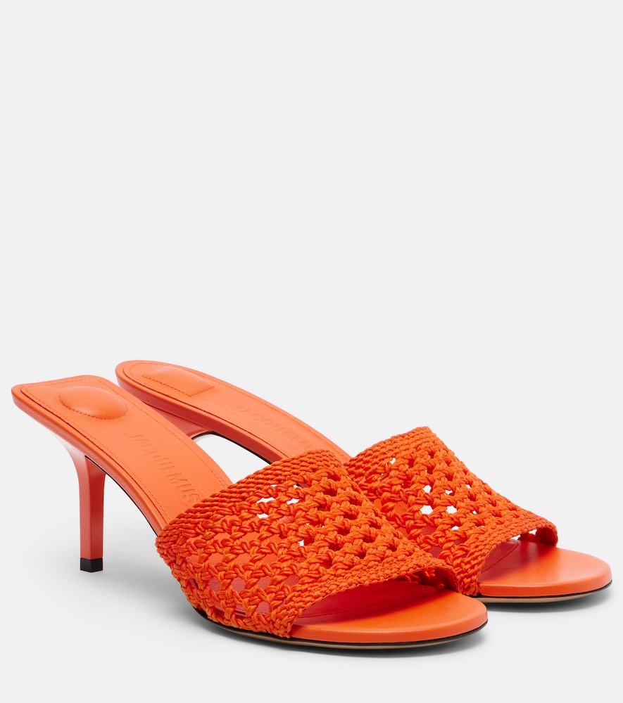 Cubisto woven raffia-effect mules