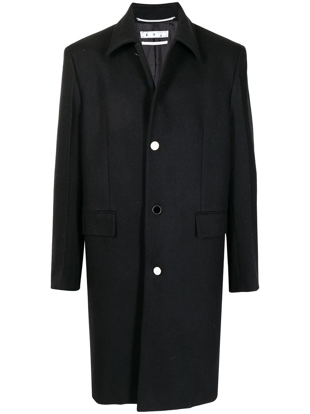 Single-breasted wool-blend coat - Black