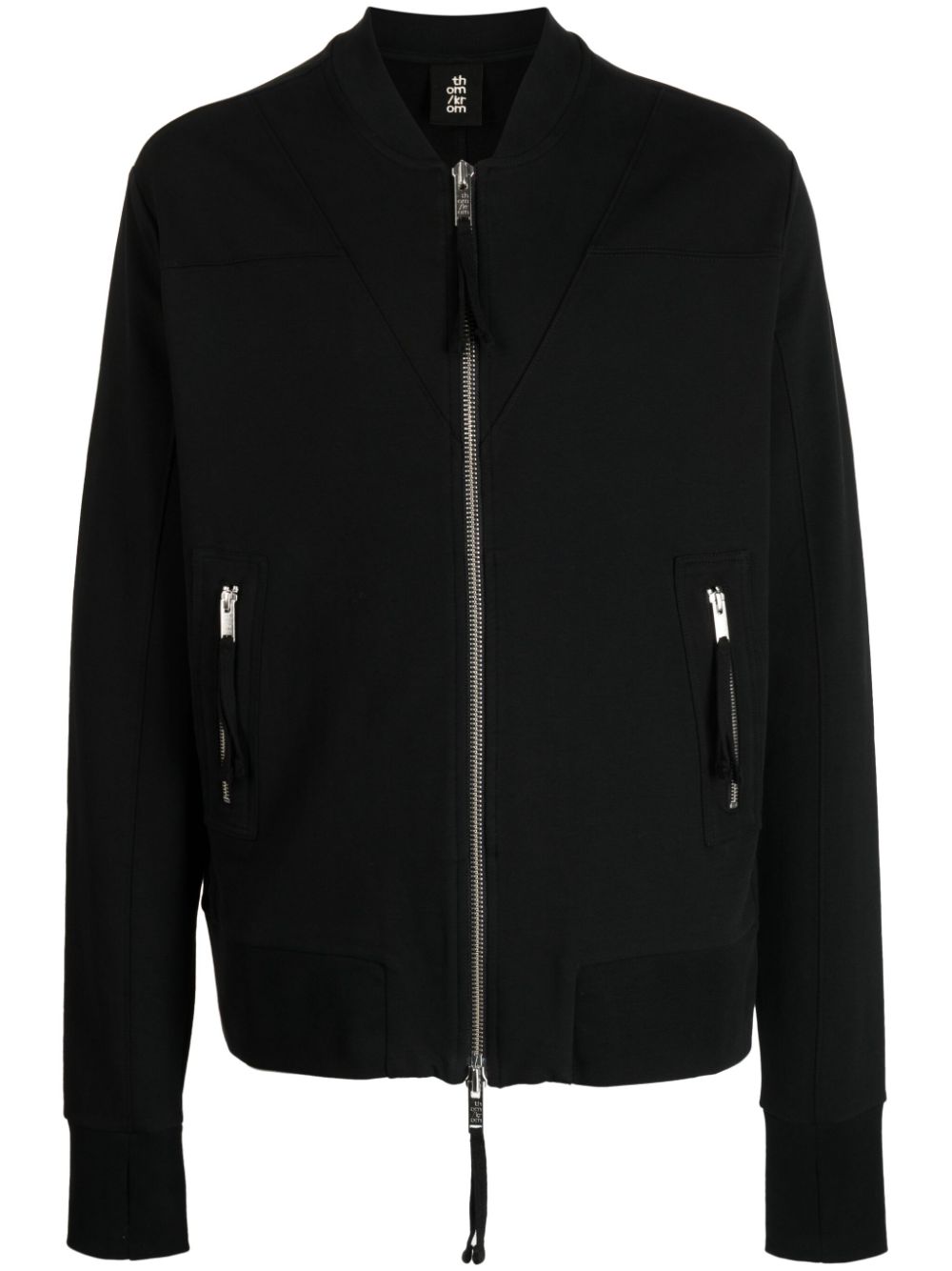 Band-collar zip-up bomber jacket - Black