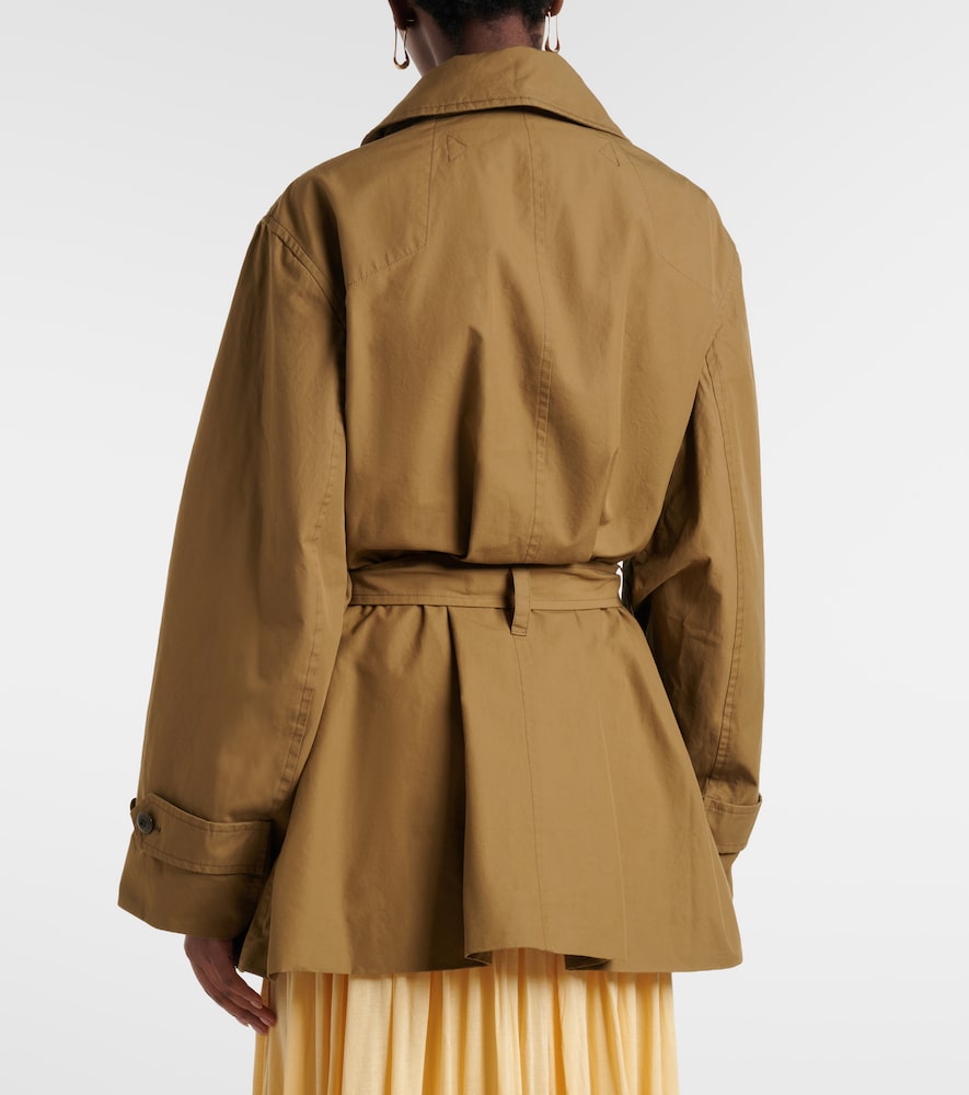Oversized cotton cropped trench coat