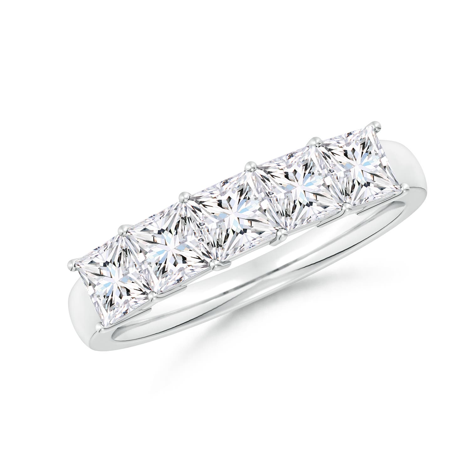Angara 1.8 CTW Lab-Grown Prong-Set Princess-Cut Diamond Five Stone Wedding Ring in Platinum