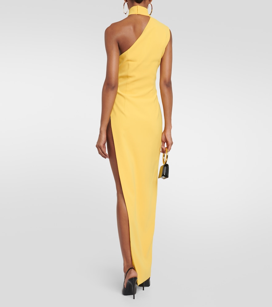 Asymmetric crêpe maxi dress