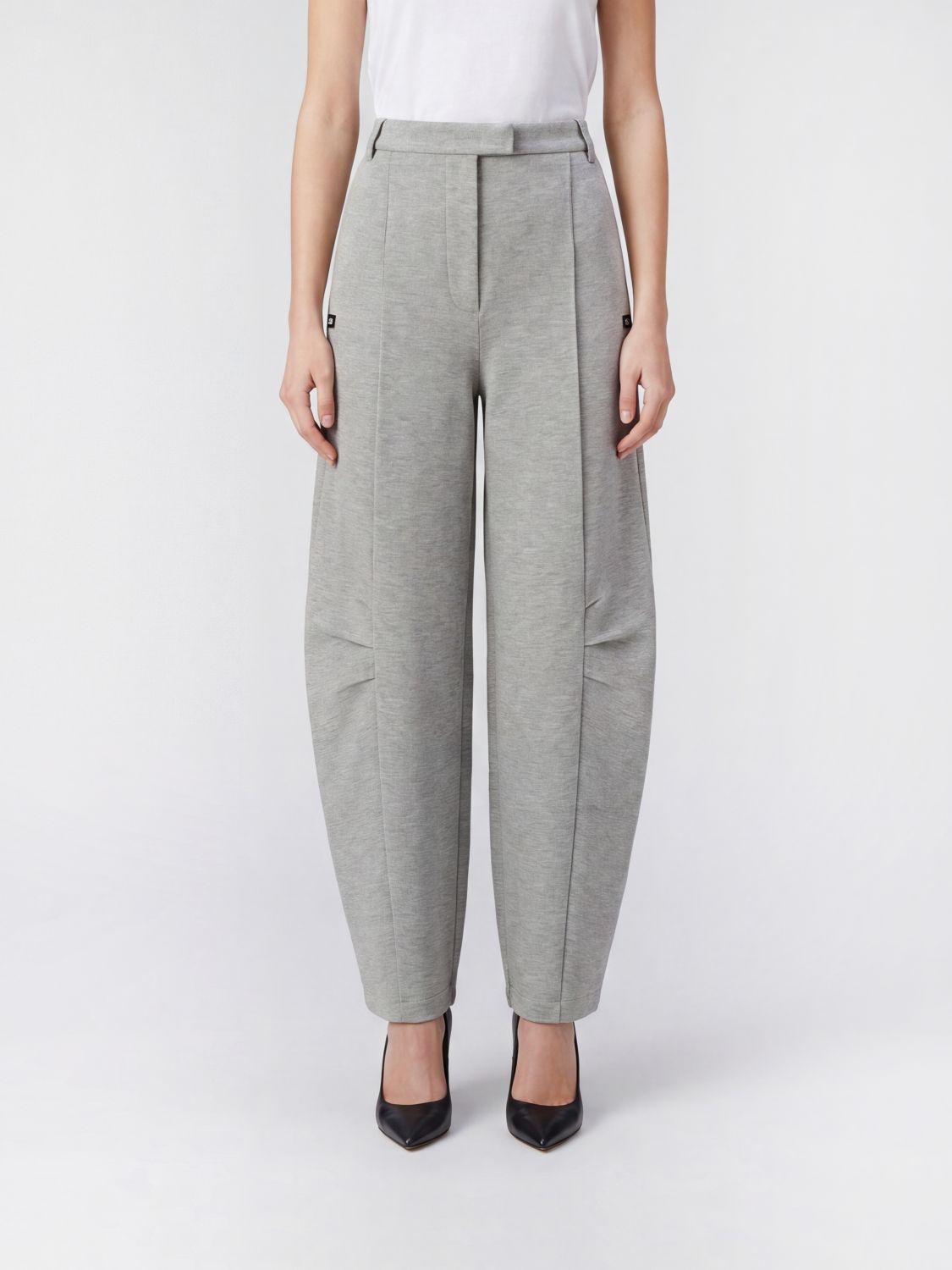 Baggy Wide-Leg Trousers in Viscose Blend with Off-Centre Closure