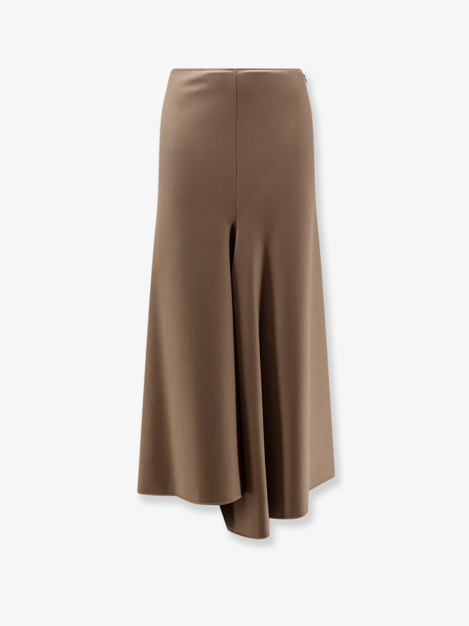Wool-Blend Flared Skirt — Brown