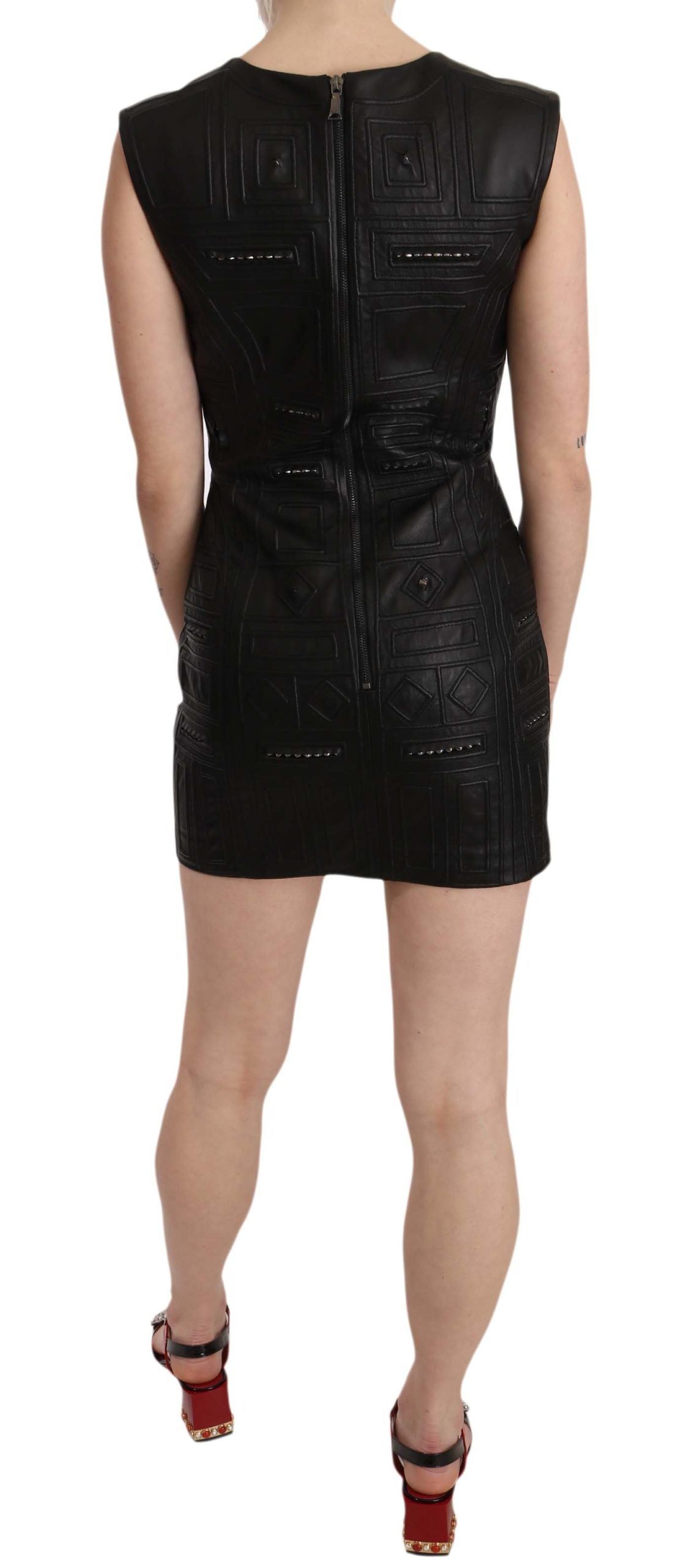 Studded Leather Dress — Black