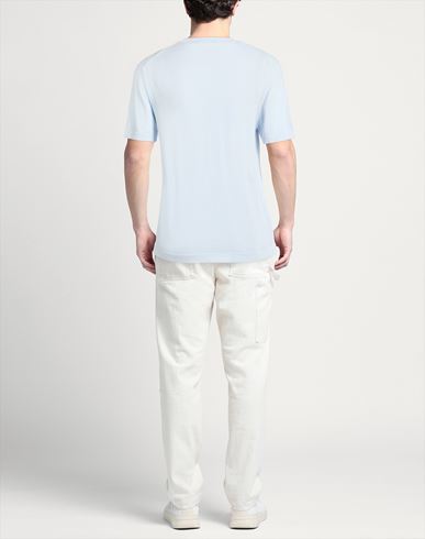 Man Sweater Sky blue Size 38 Cotton