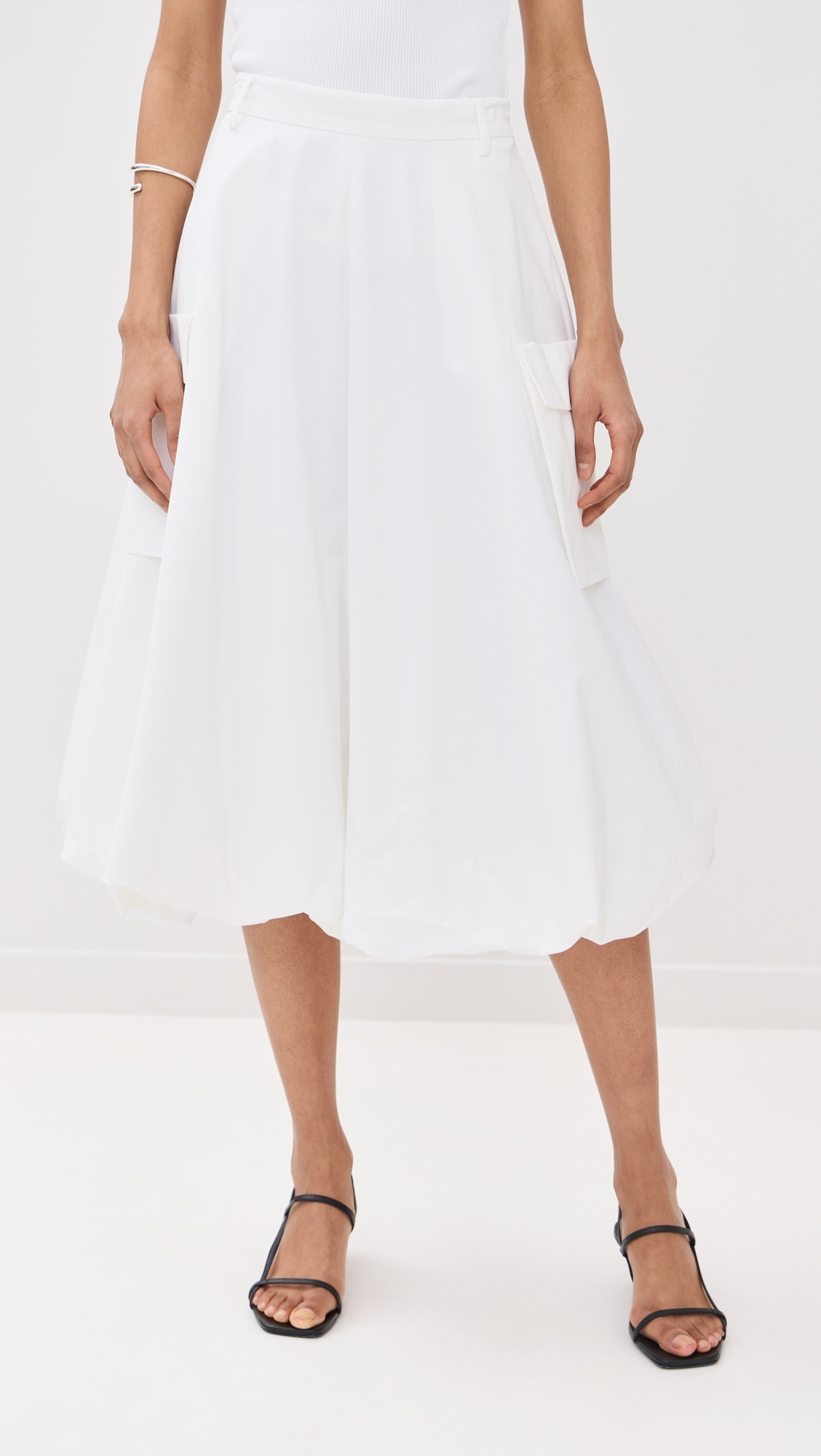 Tibi Bio Twill Bubble Skirt Optic White