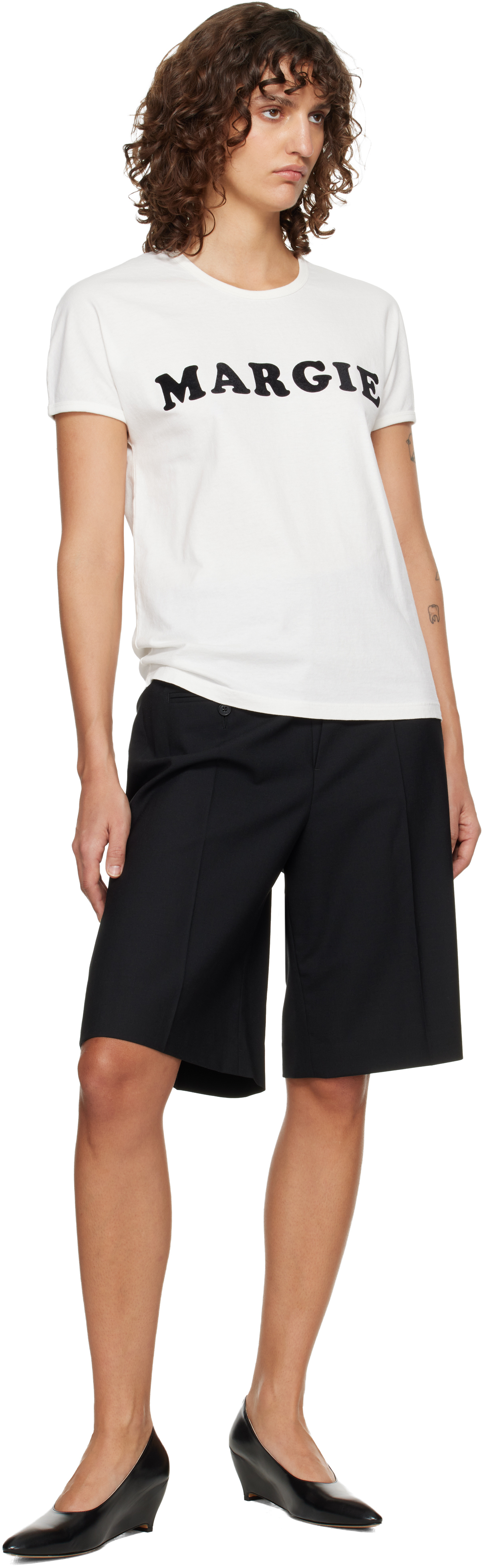 Black Wool-Blend Tailored Shorts