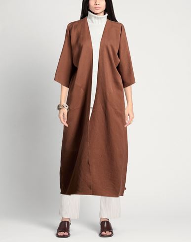 Woman Overcoat & Trench Coat Light brown Size S Linen