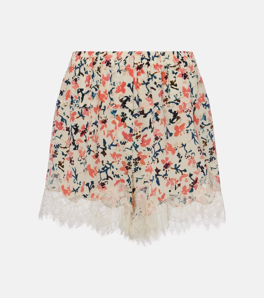 Noella floral lace-trimmed silk shorts