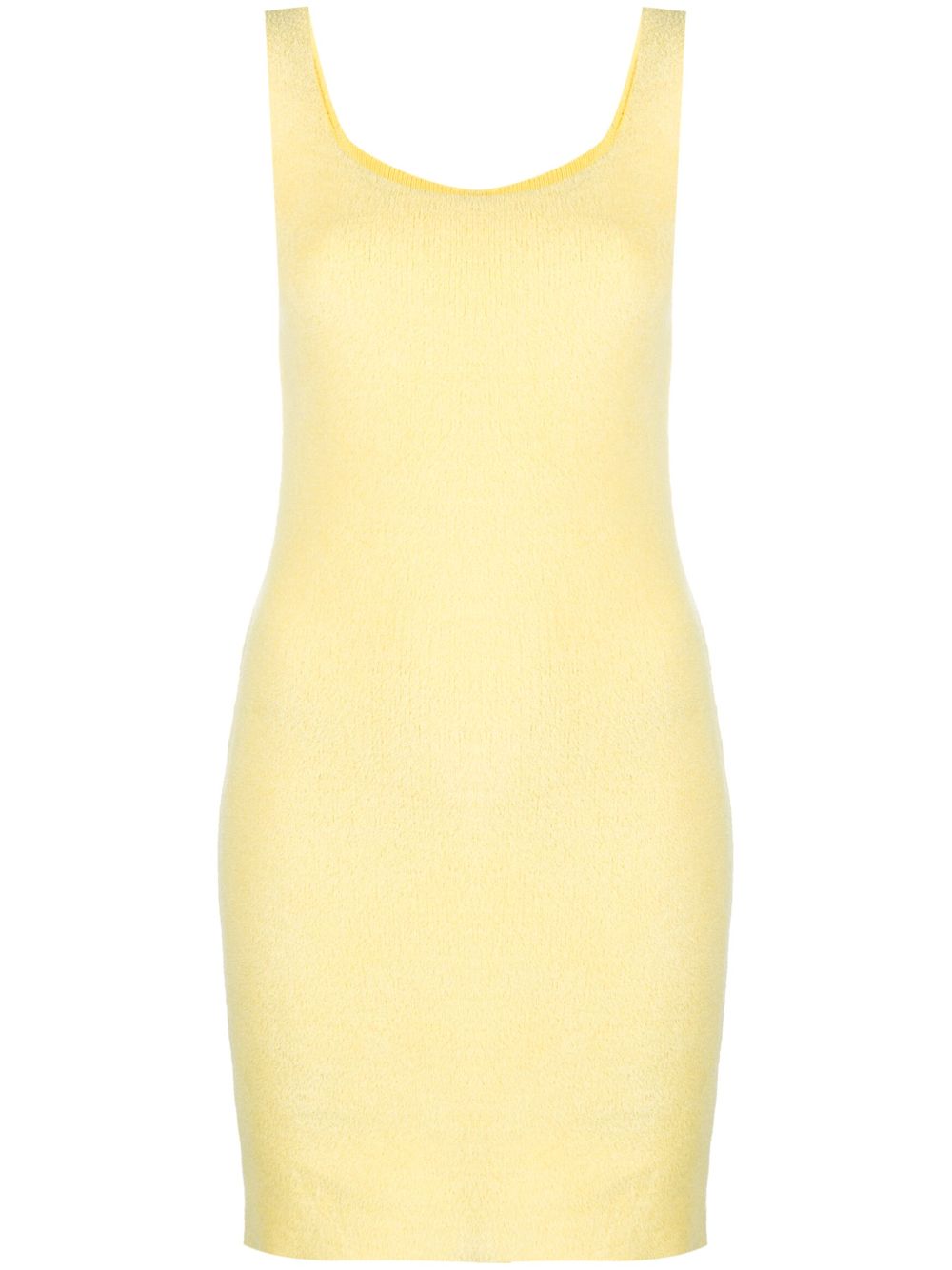 Lemon Yellow Cotton Blend Mini Dress