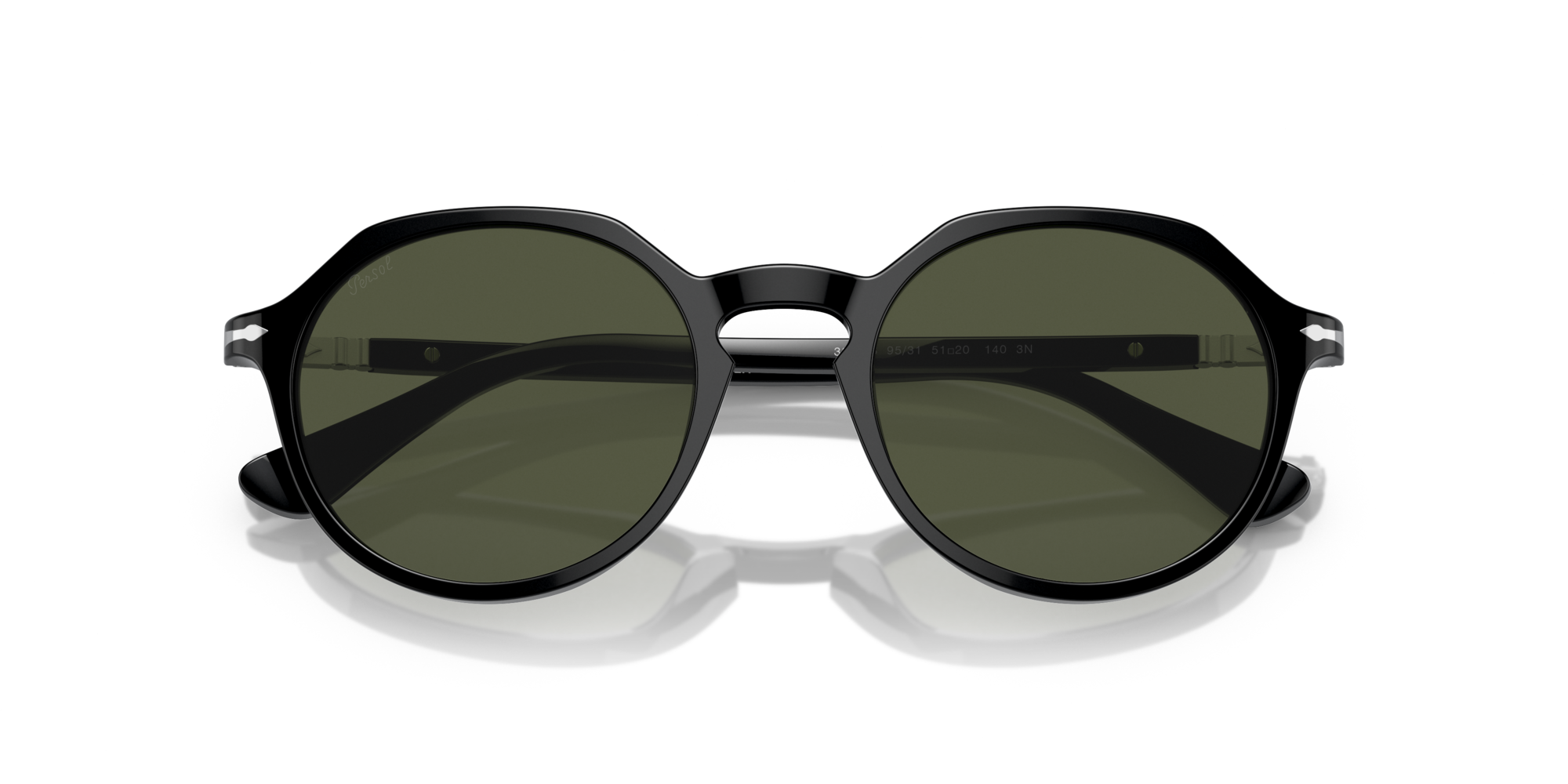 Persol Unisex Persol PO3255S 95/31 Sunglasses Plastic Black Green Panto