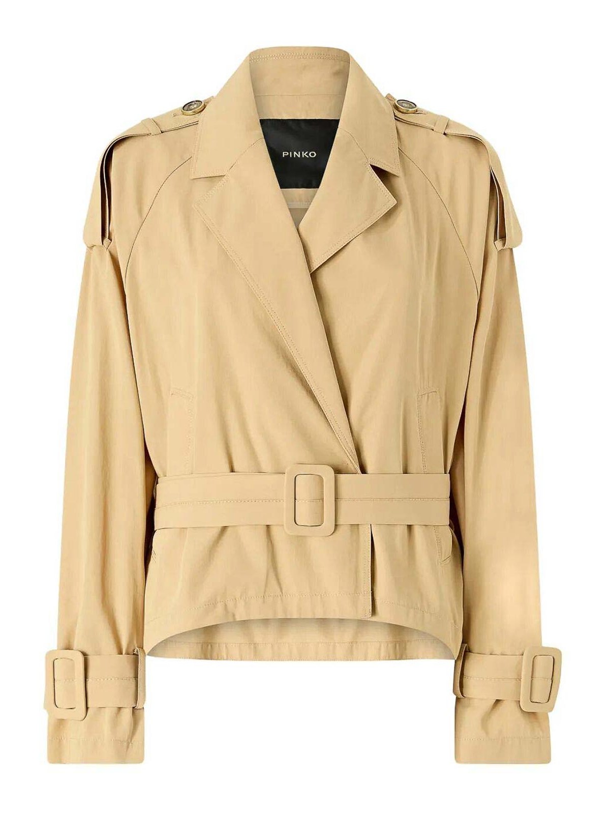 Short cotton trench coat with belt - L