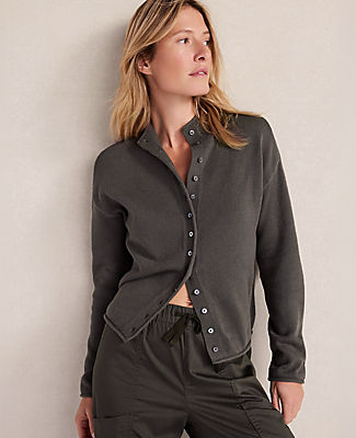 Ann Taylor Haven Well Within Organic Cotton Roll Neck Cardigan