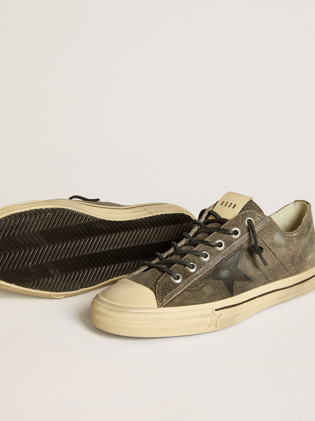 Golden Goose - Men’s V-star In Black Suede With Black Leather Star, Man