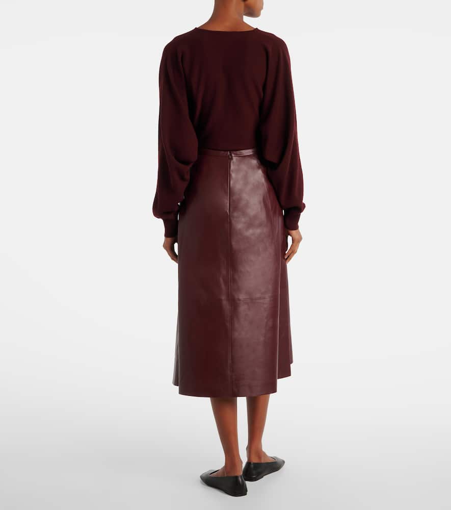 Leather midi skirt