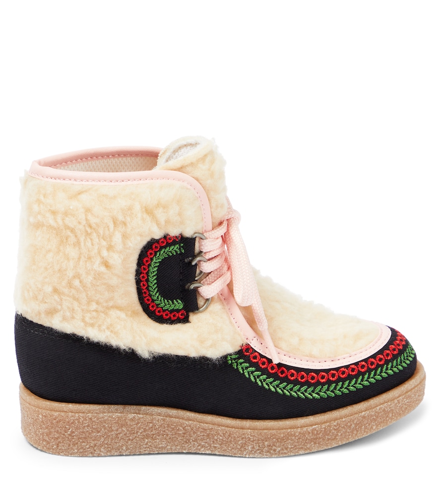 Faux fur-trimmed ankle boots
