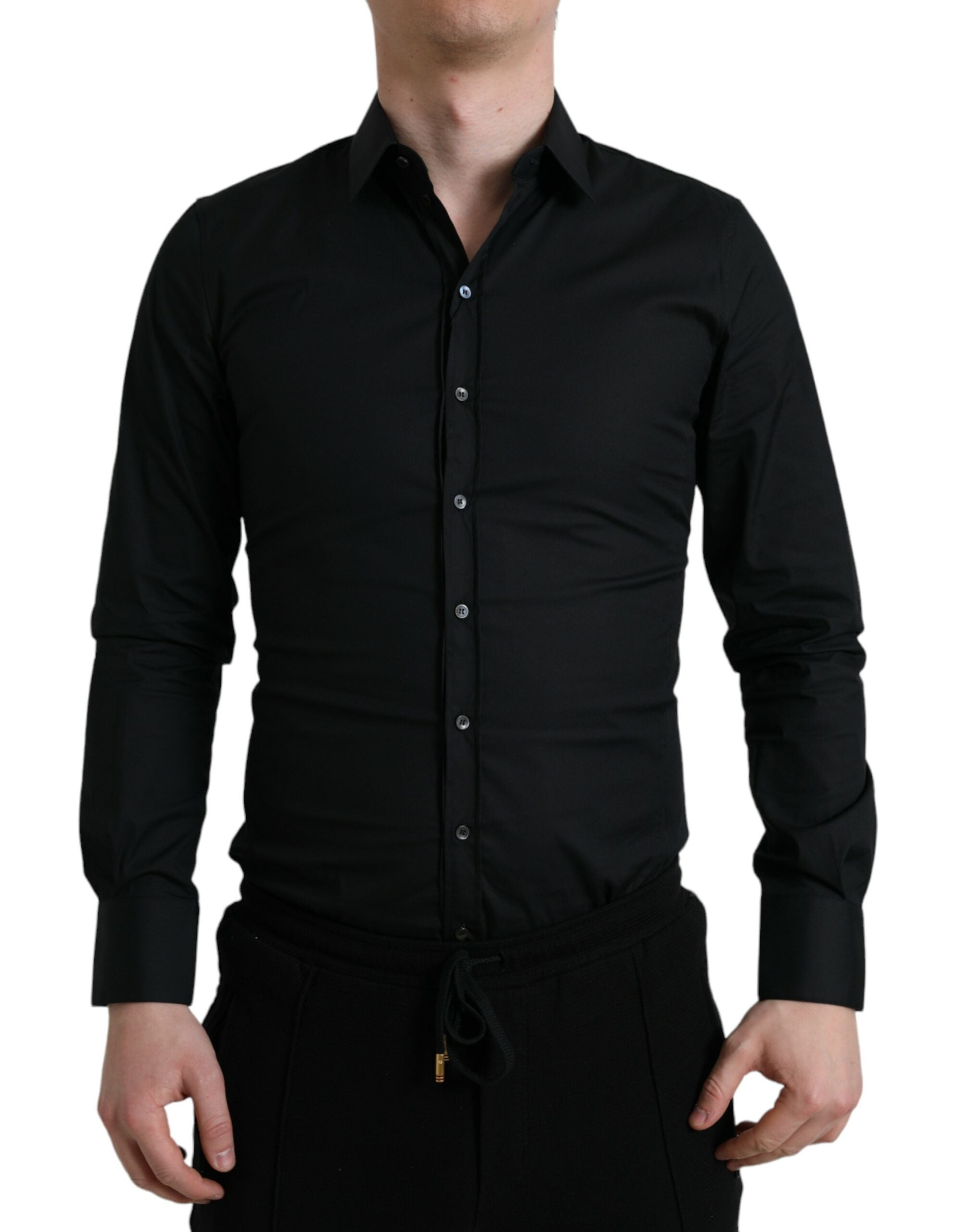 Cotton Stretch Poplin Shirt — Black