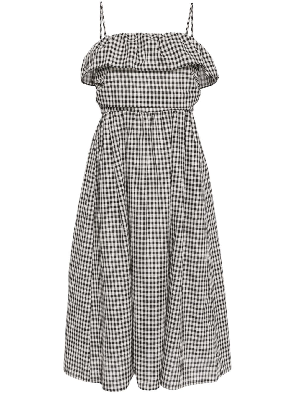 Check pattern midi-dress - Black