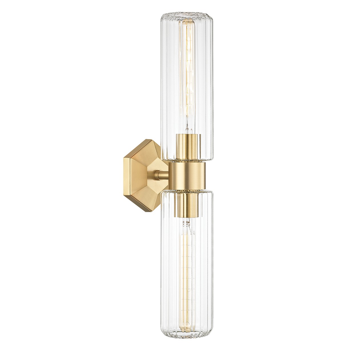 Aged Brass Two Light Wall Sconce from the Roebling Collection