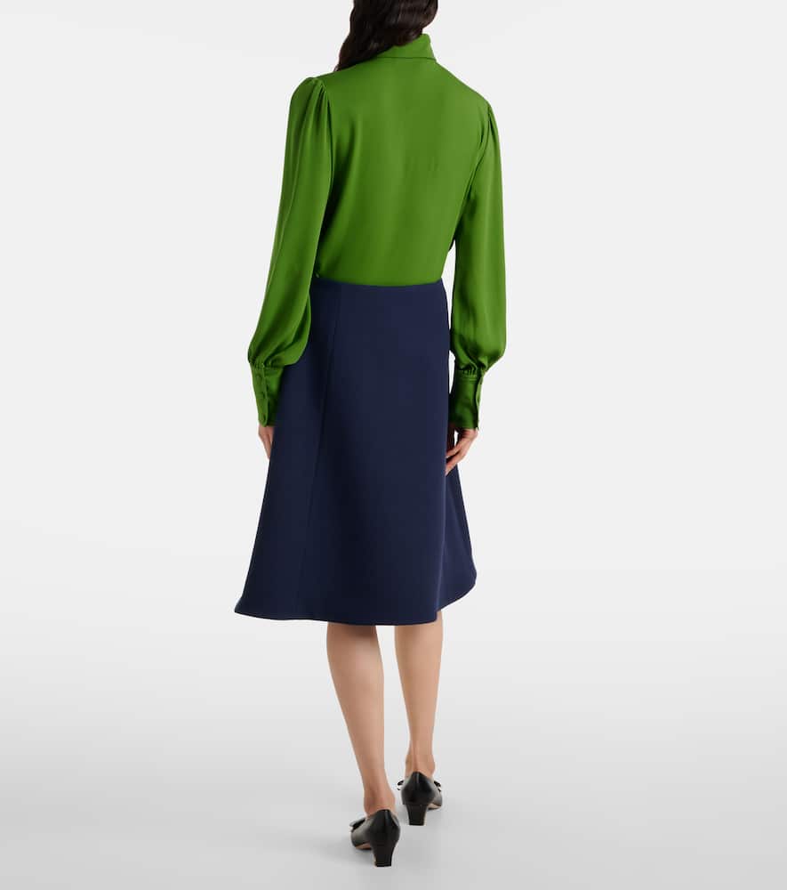 Virgin wool crêpe midi skirt
