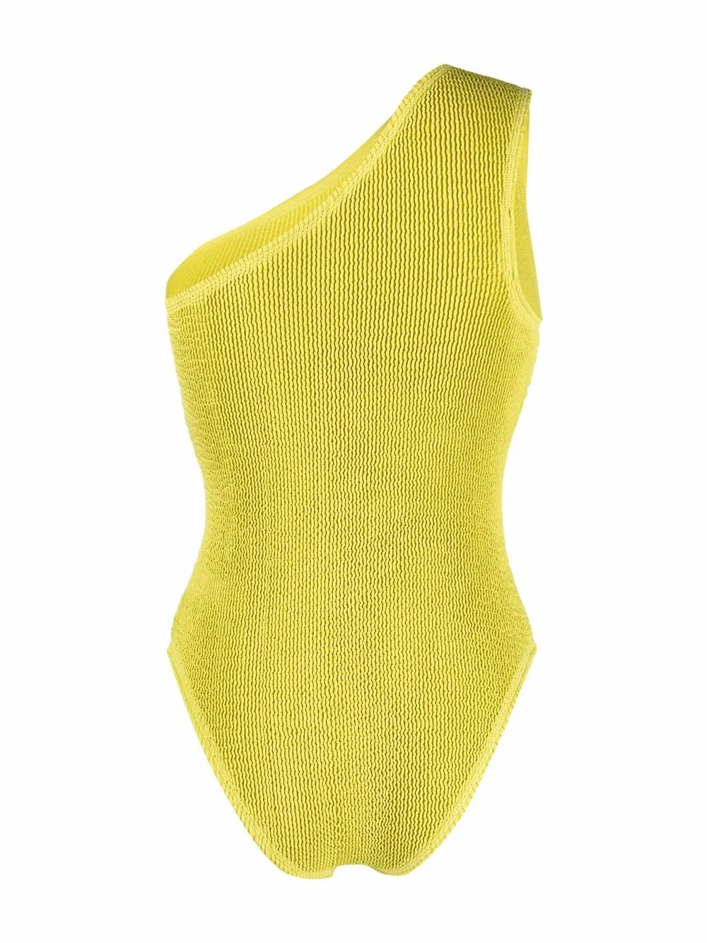 Plissé One-Shoulder Swimsuit — Yellow