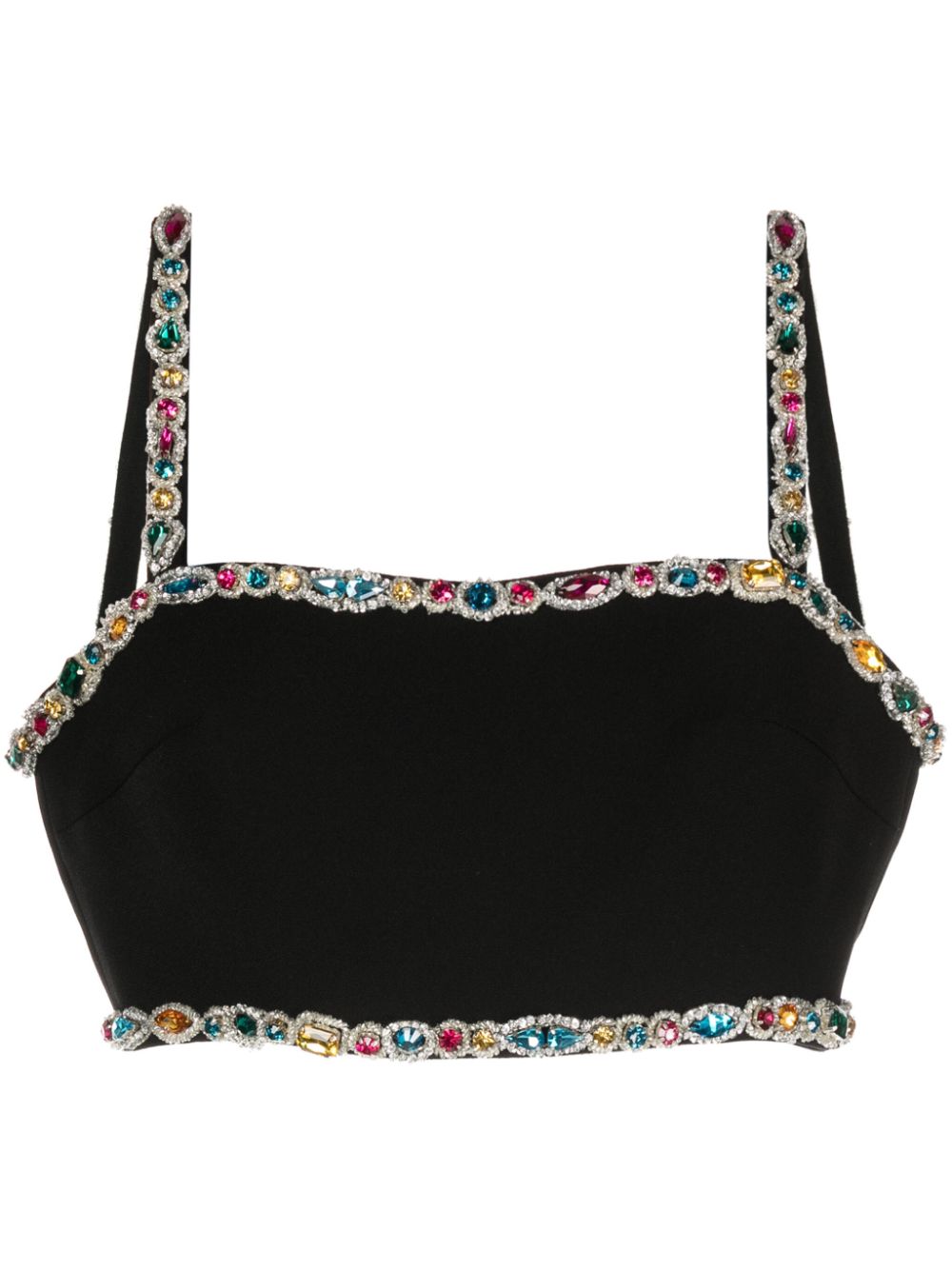 Crystal-embellished cady bra top - Black