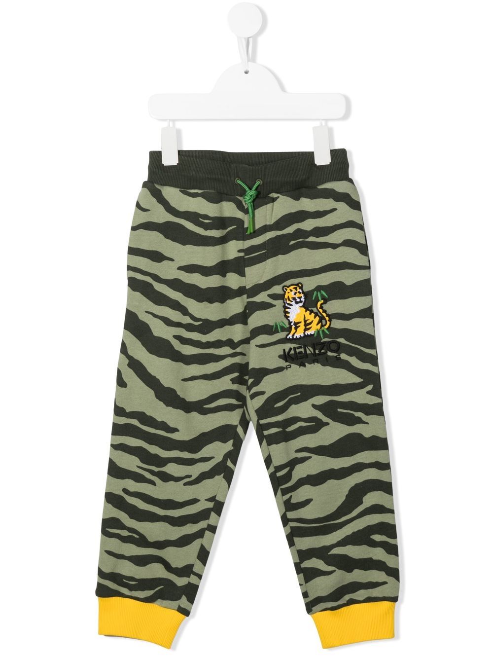 Tiger-print cotton track pants - Green