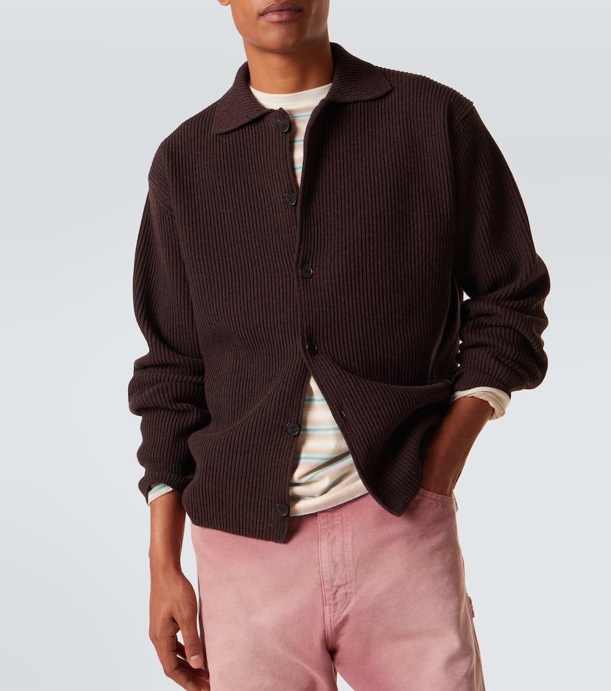 Ribbed-knit wool cardigan