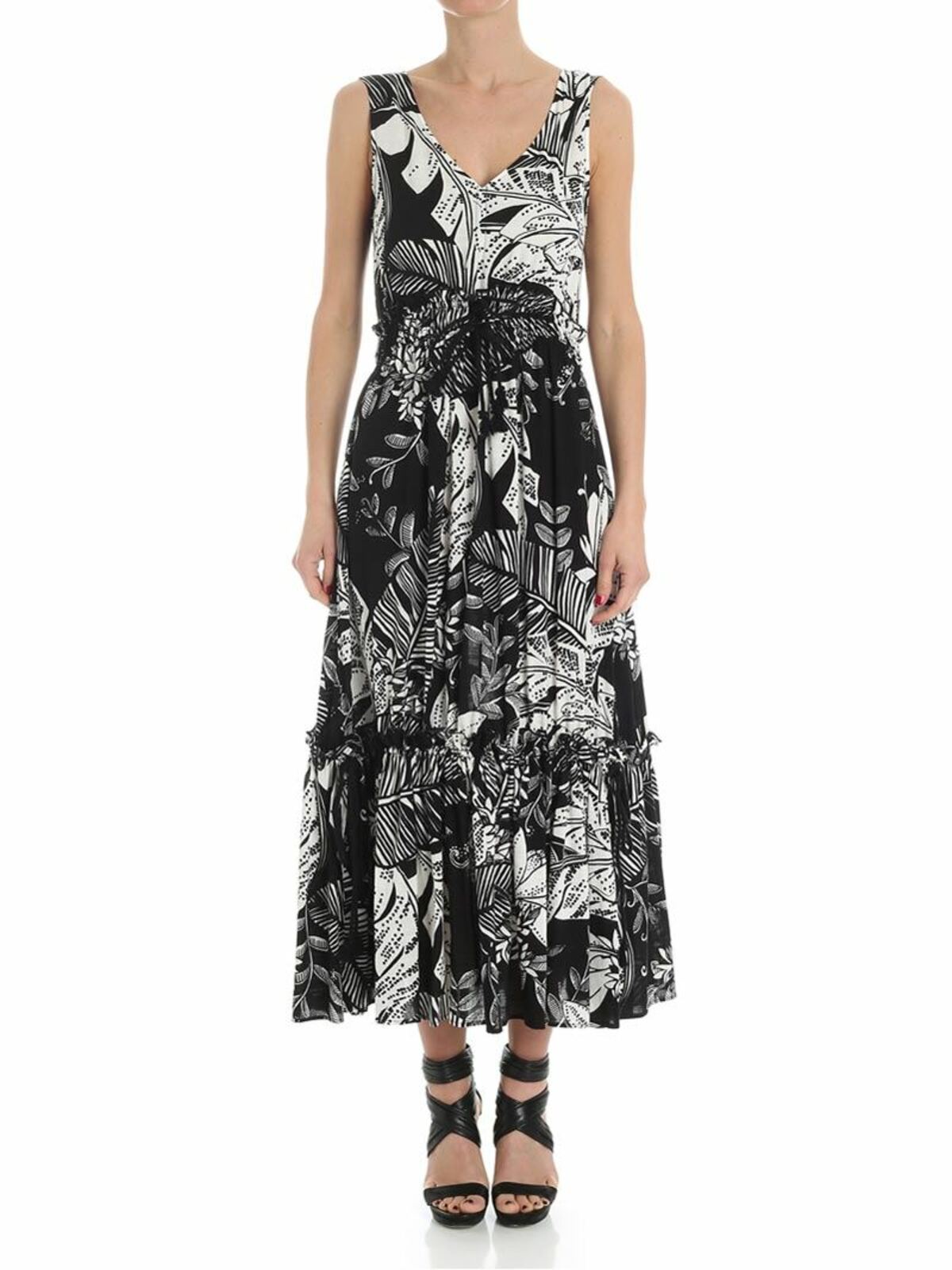 Black and white floral dress