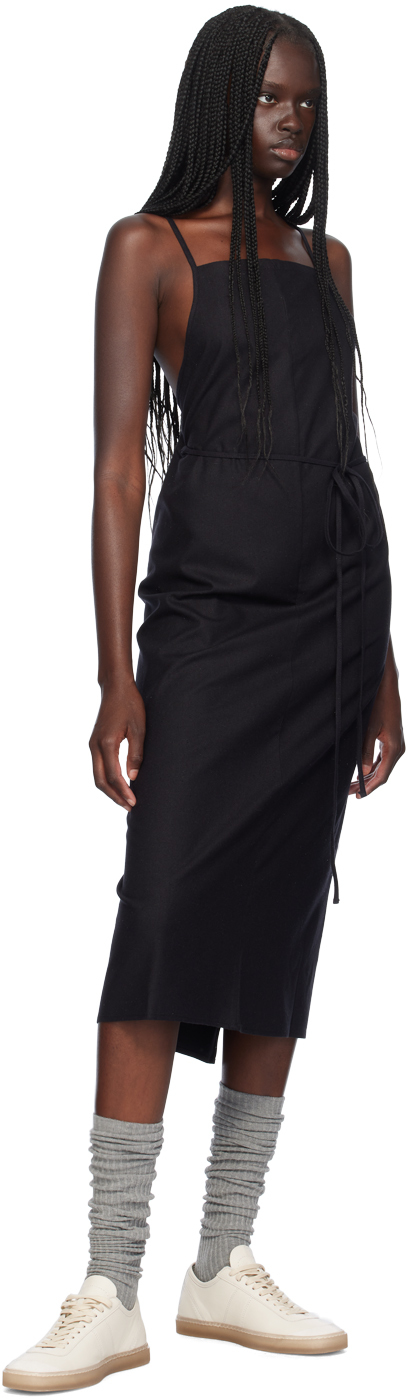 Baserange Black Yumi Apron Midi Dress