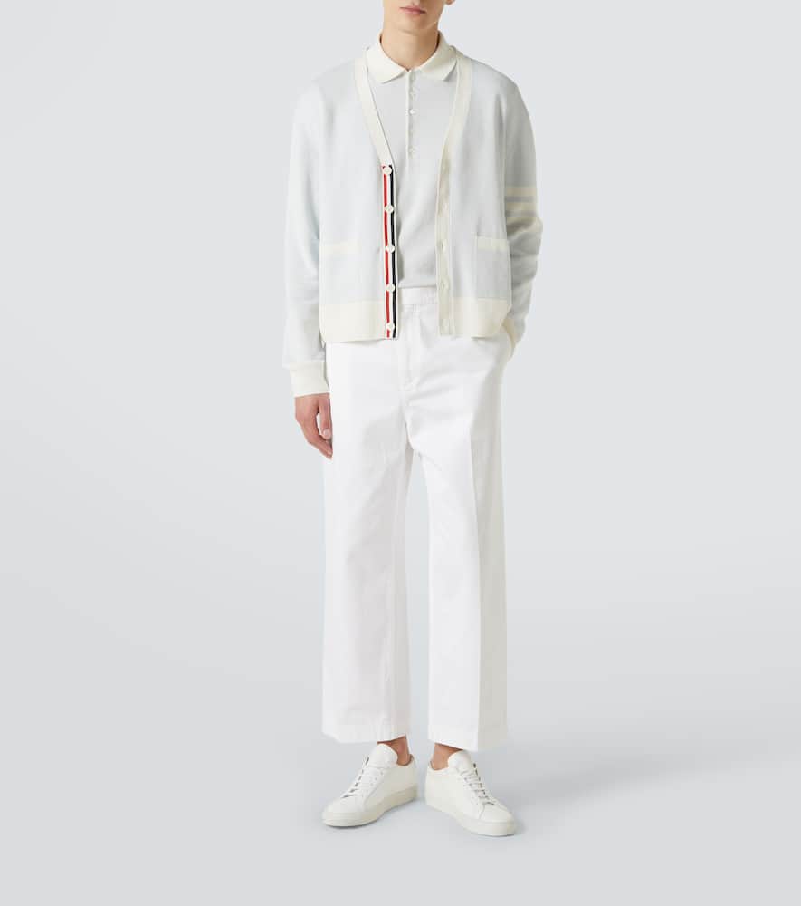 4-Bar linen and cotton cardigan