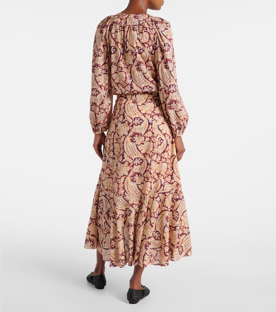 Sabina printed cotton-blend maxi skirt