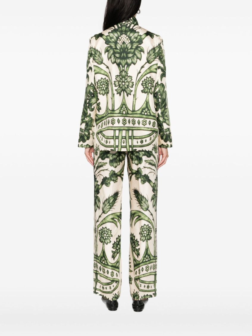 Green Printed silk shirt