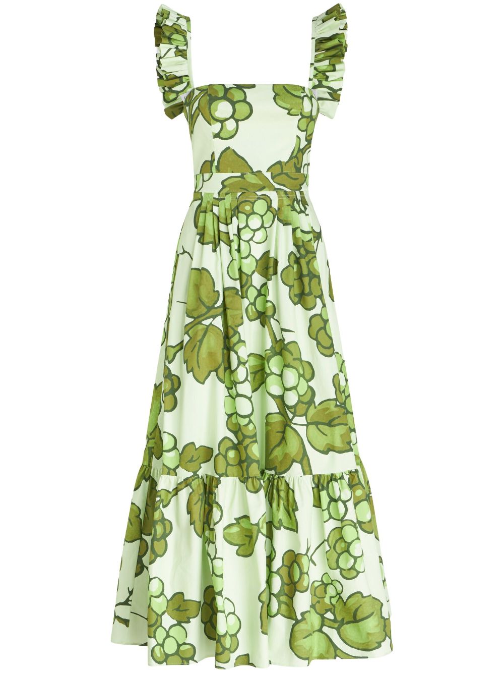 Ruffled graphic-print dress - Green