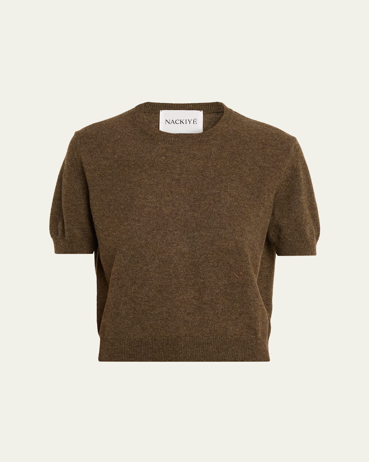 Pearl Cashmere Short-Sleeve Sweater