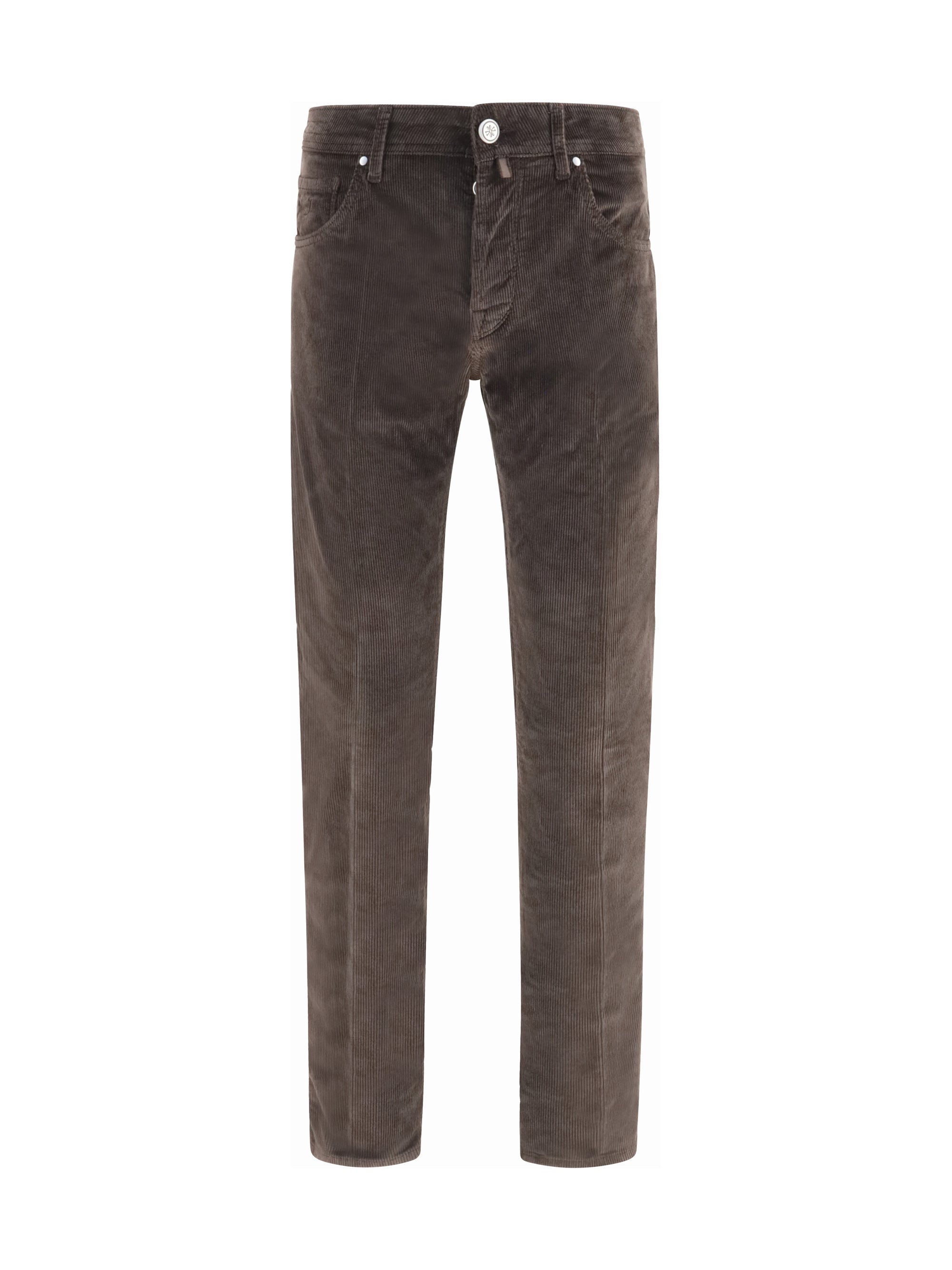 Straight-Leg Corduroy Trousers — Brown