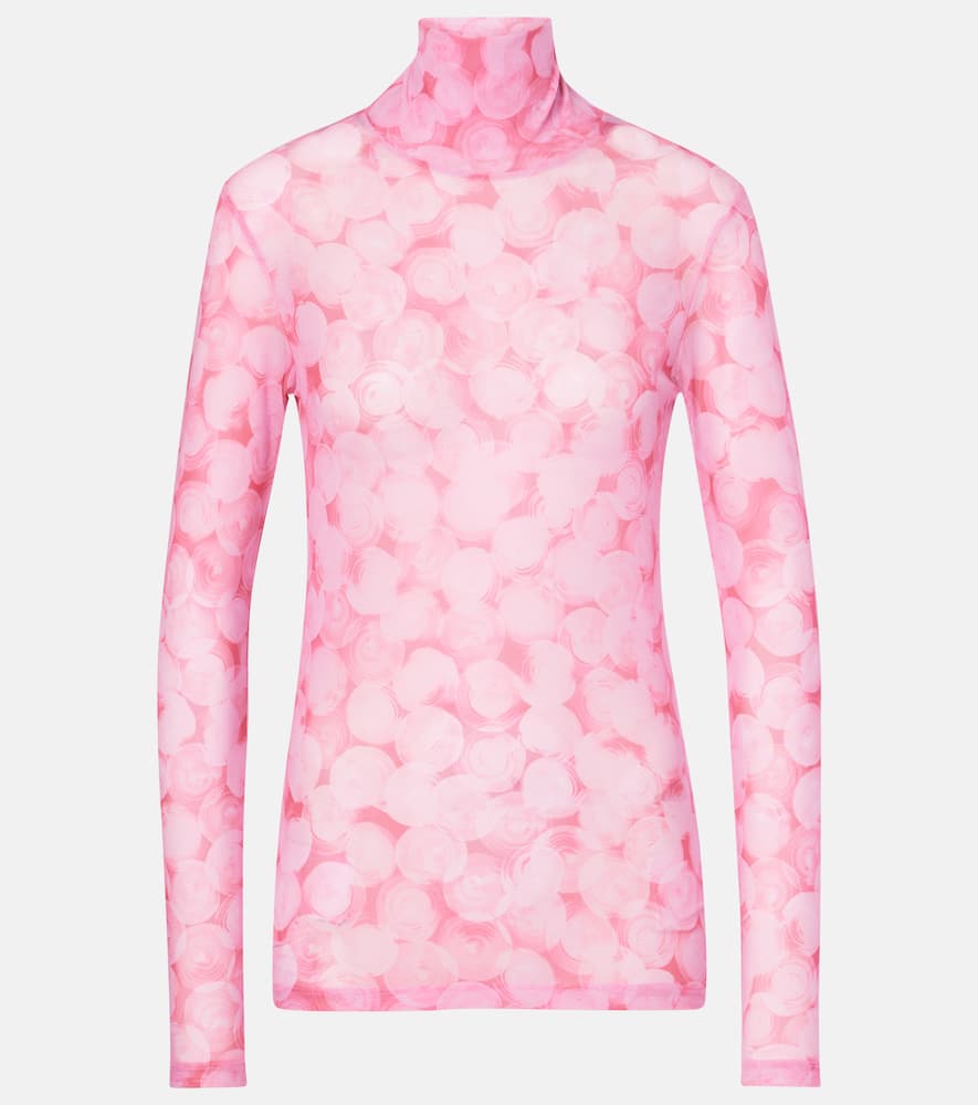 Printed high-neck jersey top